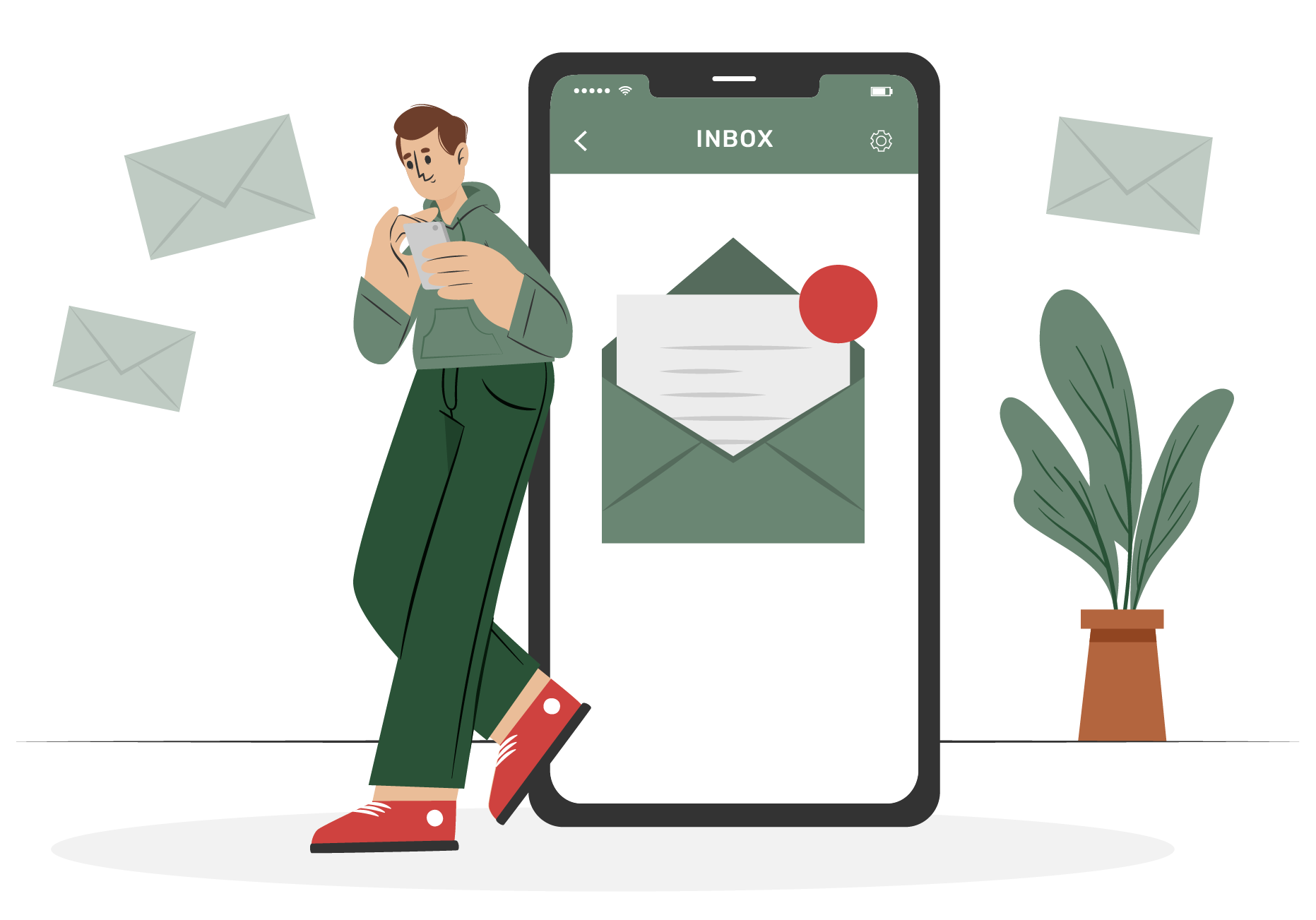 Client checking email inbox